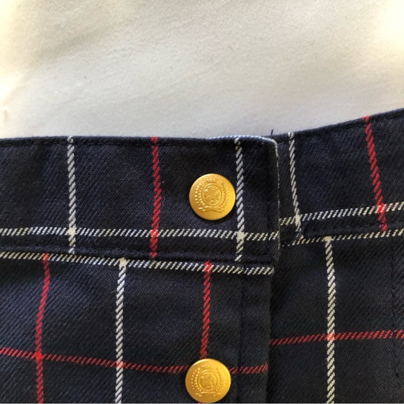 Tommy Hilfiger school girl pleated skirt red/white/blue gold tone snap 4T - Picture 4 of 14